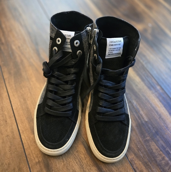 Zadig & Voltaire (ZV1747) Black High-Top Sneakers Sz 40/9 - Picture 3 of 3